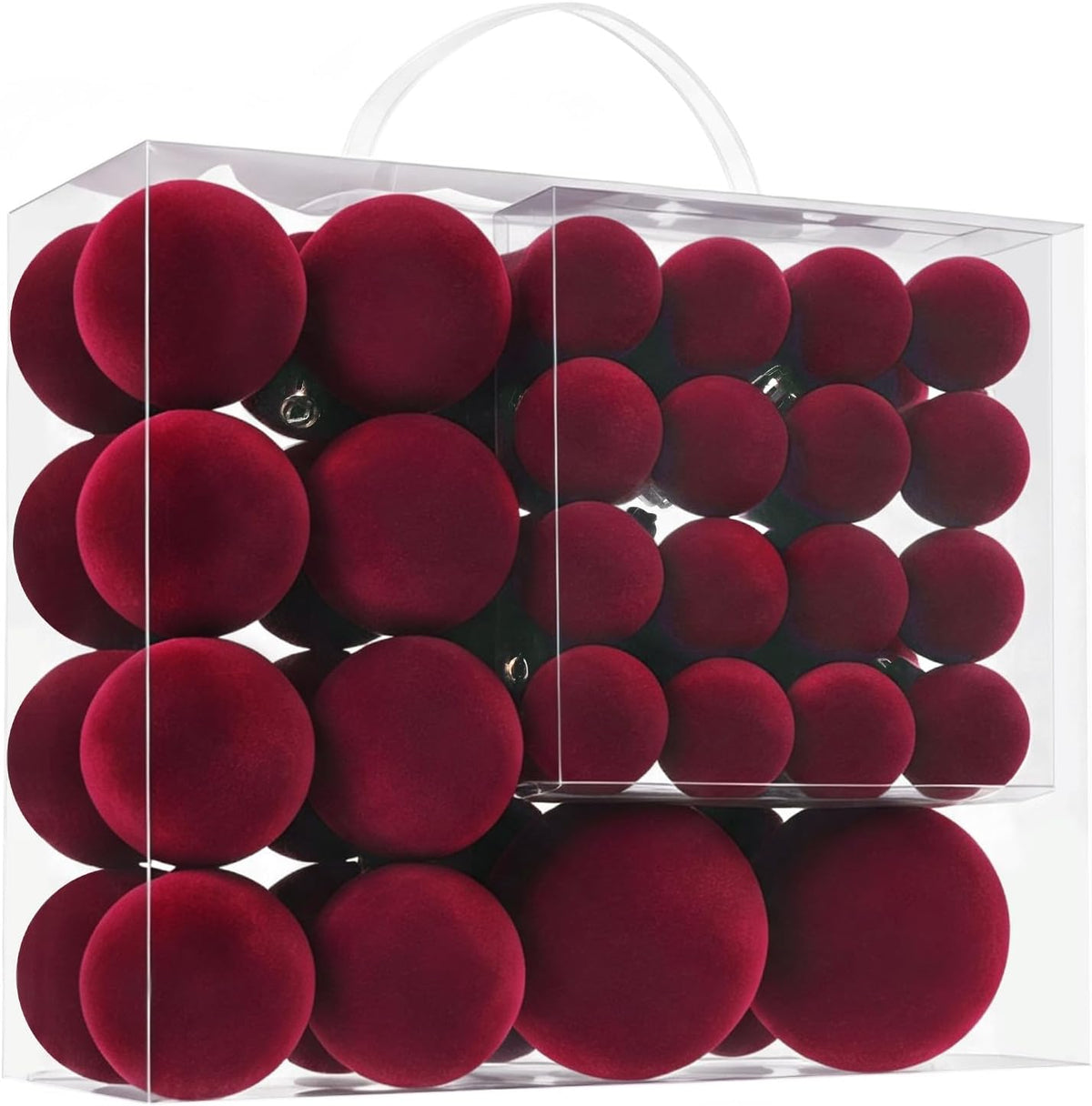 Yastouay 23 Pcs Christmas Ball Ornaments Set,Mix Size Red Velet Shatterproof Christmas Ball Hanging Xmas Tree for Christmas Decorations