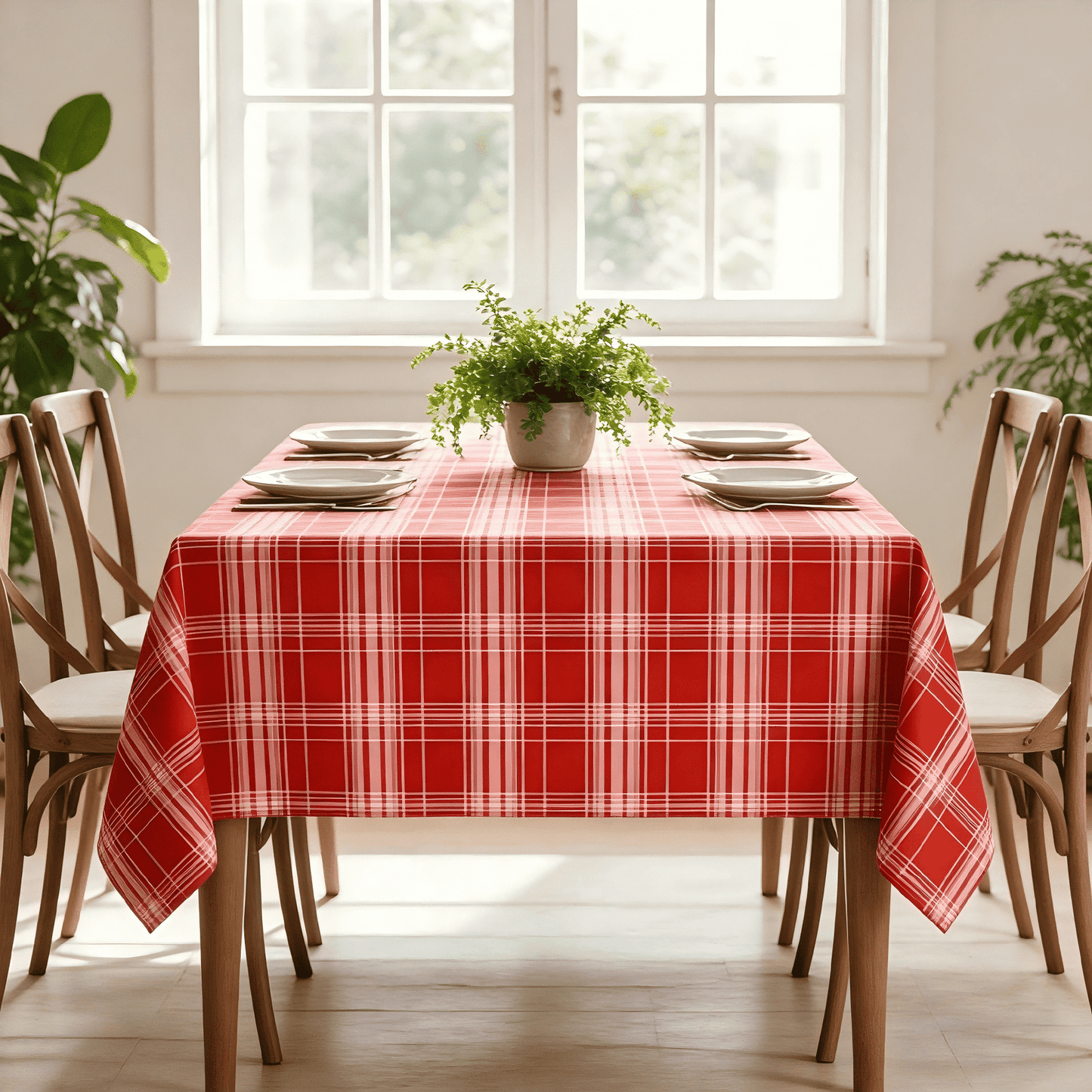 Yastouay 60" x 84" Tablecloth Gray Plaid Table Cloth Polyester Washable Table Cover for Spring Picnic Dinner Party,Rectangle