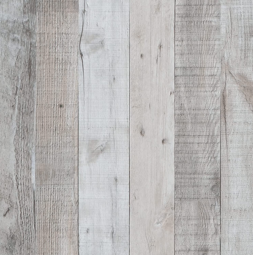 Caltero Grey Wood Peel and Stick Wallpaper 17.72" x 118", Self Adhesive Wallpaper, Wood Plank Removable Contact Paper