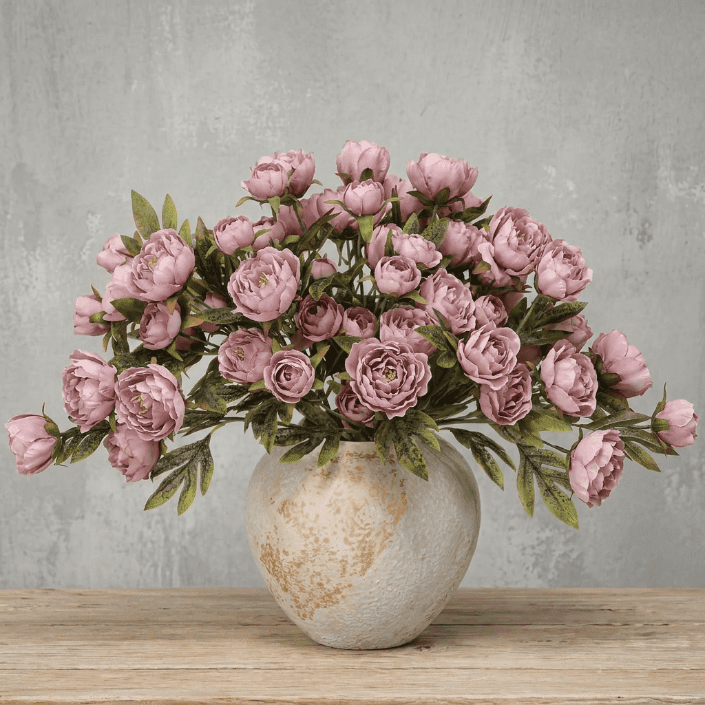 Yastouay 6 Pack Peony Artificial Flowers, Combination of Buds & Fully Bloomed Blooms Silk Fake Flowers for Wedding Home