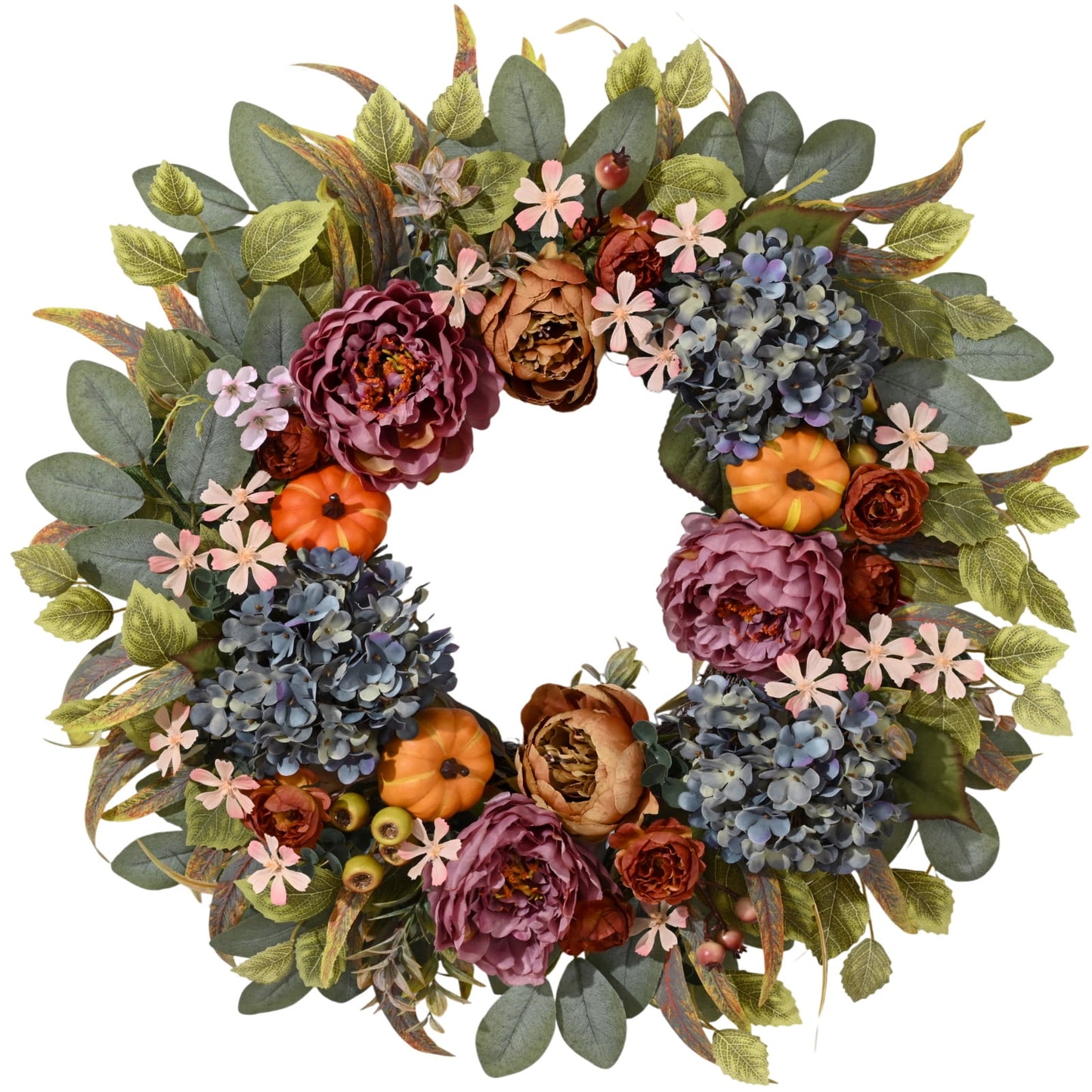 Yastouay Fall Wreaths for Front Door, 26" Autumn Wreath with Hydrangea for Wall Porch Home Decor