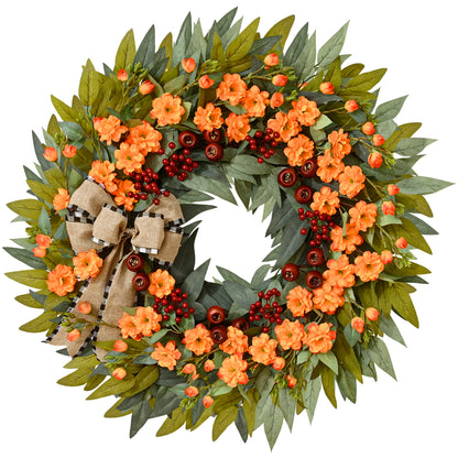 Yastouay Fall Wreaths 26" Artificial Greenery Wreath with Eucalyptus All Season for Front Door Wall Year Round Decor