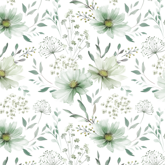 Caltero Peel and Stick Wallpaper Green Floral Wallpaper Stick on Contact Paper 17.72"x 118"