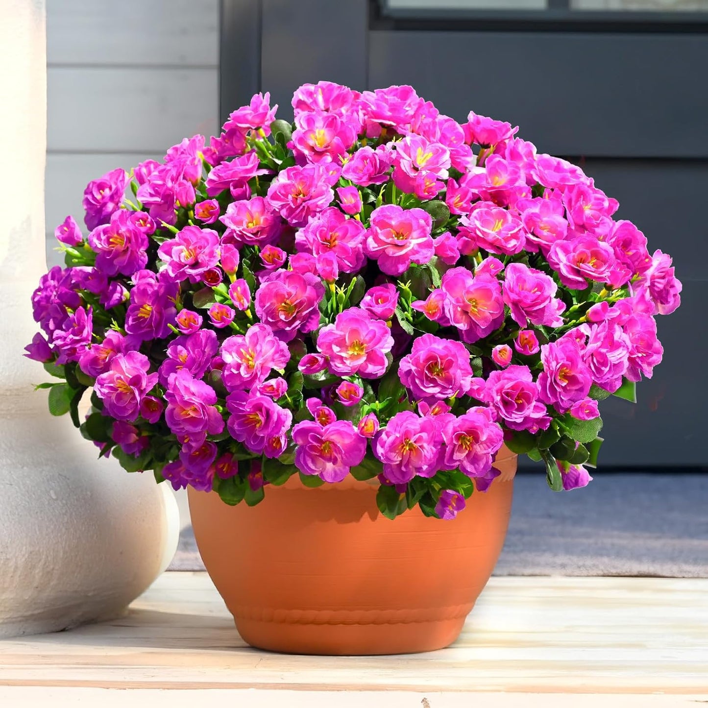 Yastouay 4 Large Bundles Artificial Flowers for Outdoors,Faux Flowers for Outdoor Planters,Fake Camellia for Spring Decorations