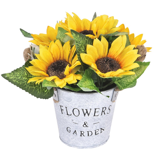 Dolicer Artificial Flowers Sunflower Decor, Fake Yellow Sunflower Kitchen Decor Sunflower Pot Floral Home Garden Cemetery Decorations Mom Gifts