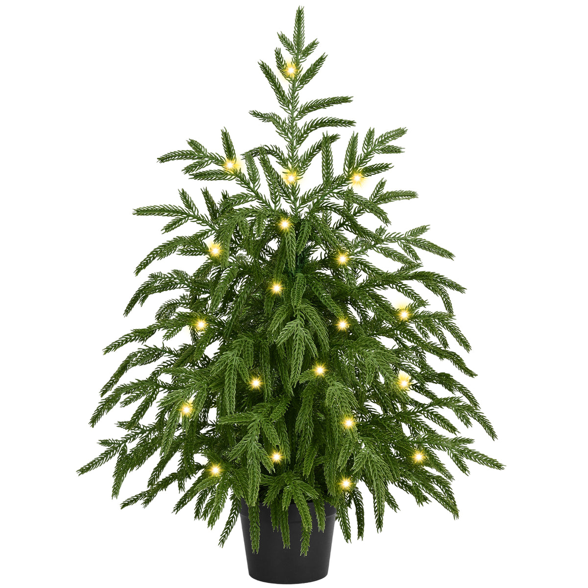 Yastouay 2FT Tabletop Christmas Tree Artificial Norfolk Pine Pre-Lit Xmas Tree with Lights for Front Porch Indoor Outdoor Christmas Decor