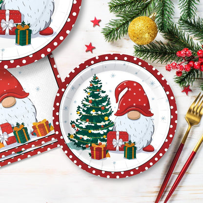 Waipfaru 200 PCS Christmas Paper Plates and Napkins Disposable, Christmas Poinsettia Printed Round Disposable Plates for Christmas Holiday Dinner Birthday Party Supplies