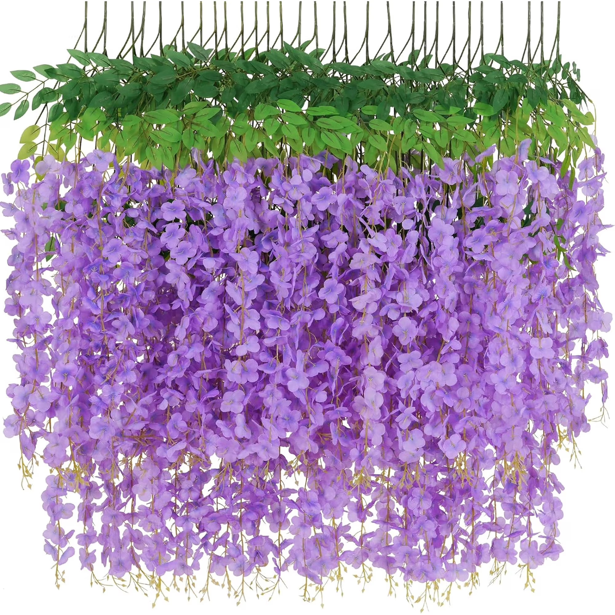 Yastouay 12 Pack Purple Artificial Wisteria Hanging Flowers 3.6FT Silk Vine Garland for Wedding Home Decor