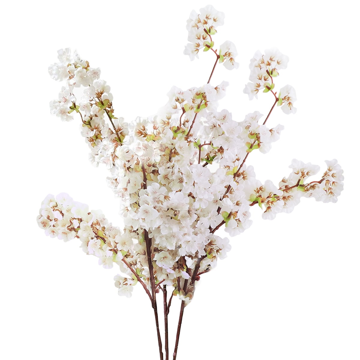 Dolicer 3Pcs Cherry Blossom Flowers Fall Silk Flowers Artificial Flowers Christmas, White Faux Flowers Stems Branch in Vase for Wedding Home Decor, 39 Inchs