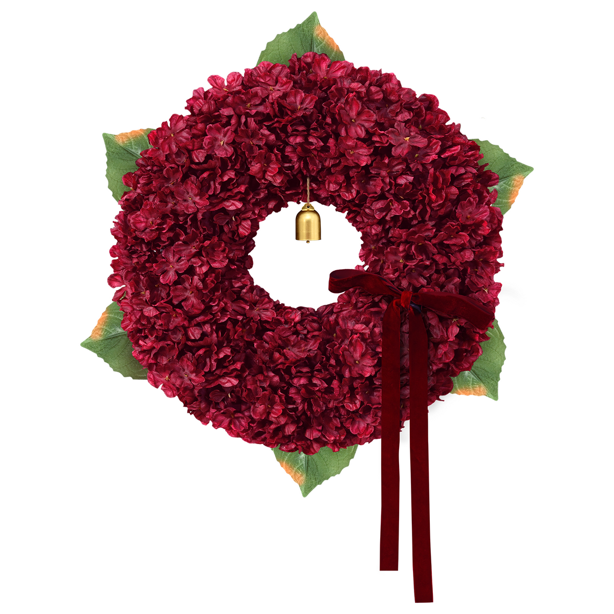 Yastouay 22 inch Christmas Wreath for Front Door,Burgundy Artificial Hydrangea Winter Wreath for Indoor Outdoor Wall Windows Christmas Home Decor