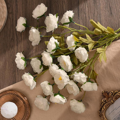 Yastouay 6 Pack Artificial Peony Flowers, 36 White Blooms Silk Fake Flowers for Wedding Home Decor