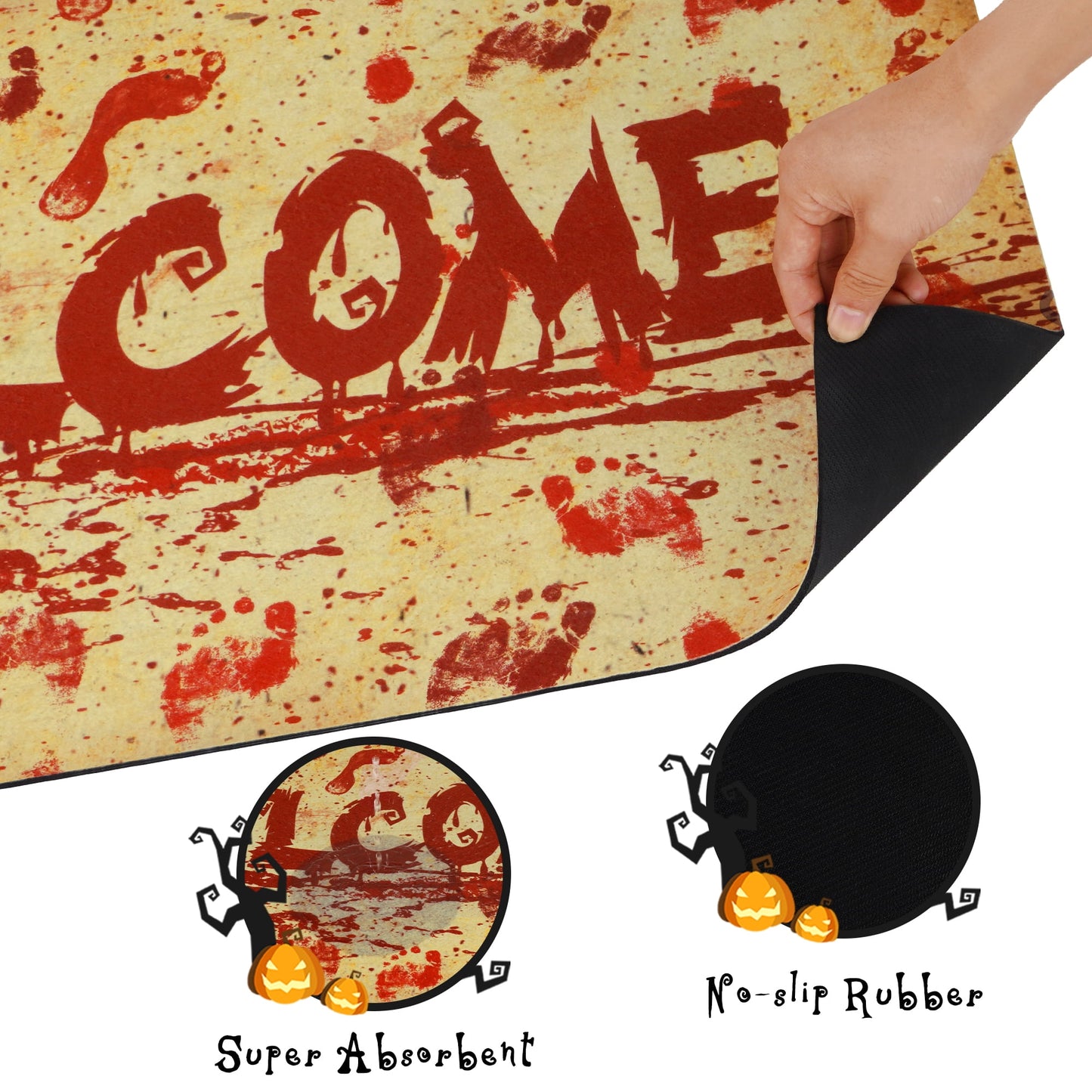 Waipfaru Halloween Doormats Non Slip Outdoor Mat Scary Welcome Mats for Outdoor Entrance, Indoor, 18" x 30"