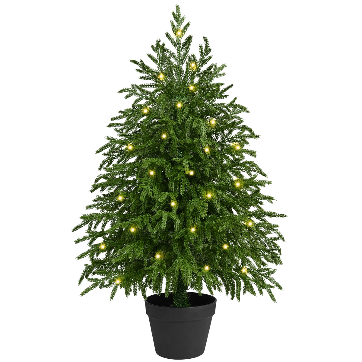 Yastouay 2FT Tabletop Christmas Tree Artificial Norfolk Pine Pre-Lit Xmas Tree with Lights for Front Porch Indoor Outdoor Christmas Decor