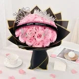 Yastouay Glitter Roses Bouquet,DIY Birthday Fake Roses,36Pcs Pink Everlasting Shiny Artificial Rose Bouquet As Birthday Gifts for Women