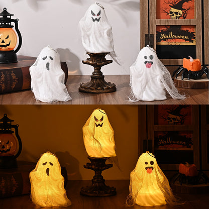 Waipfaru 2Pcs Ghost Halloween Decor,Gothic Ghost Light Up,Ghost Halloween Decor, Little White Ghost for Halloween Home Decorations Indoor