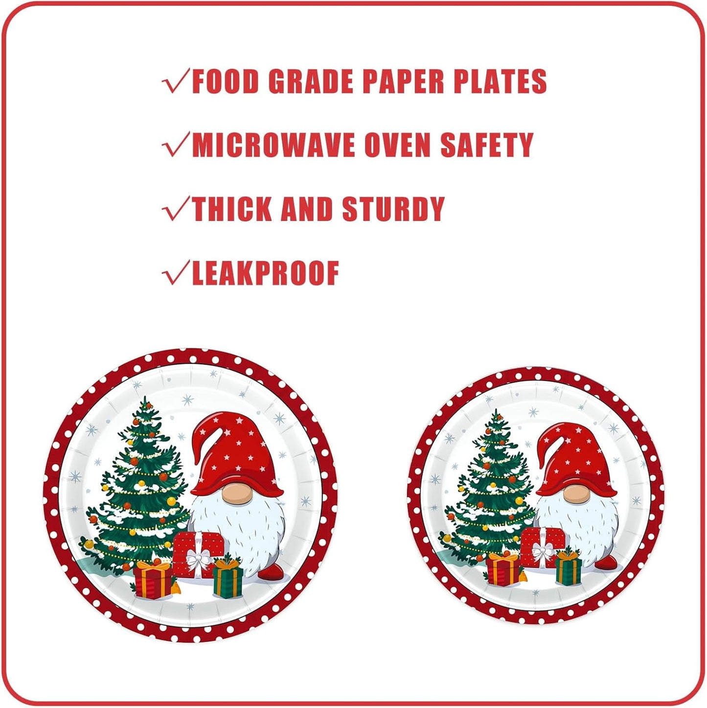 Waipfaru 200 PCS Christmas Paper Plates and Napkins Disposable, Christmas Poinsettia Printed Round Disposable Plates for Christmas Holiday Dinner Birthday Party Supplies