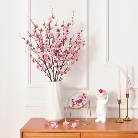 Lyacmy 4 Pcs Pink Cherry Blossom Flowers Artificial Flower, Faux Flowers Floral Stems, Silk Flowers Tree Branches for Tall Vases Wedding Home Decor, 39 Inchs