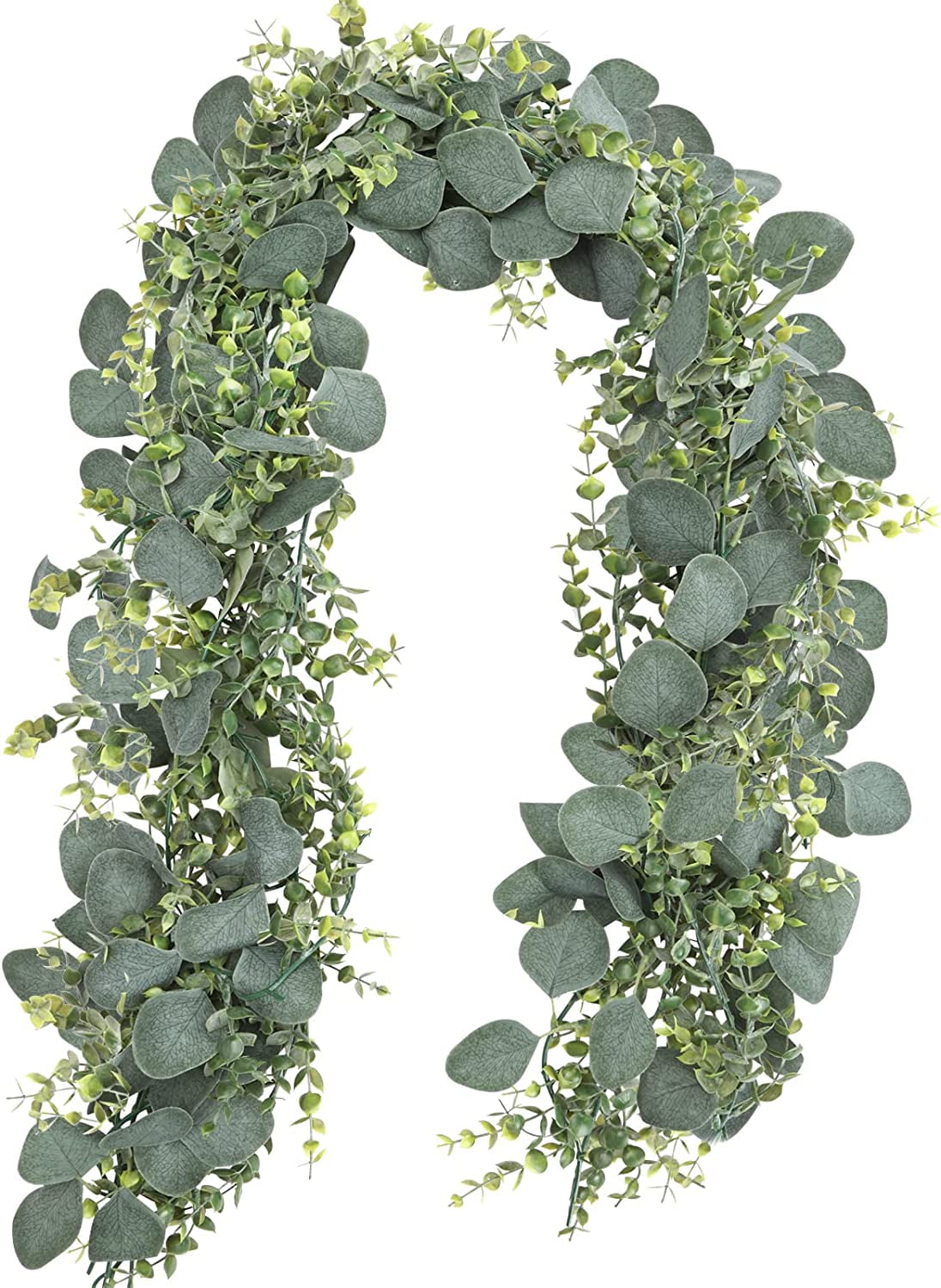 Lyacmy 2 Pack Artificial Eucalyptus Garland Spring Wall Decor, Fake Greenery Garland Vines Table for Wedding Home Party Mantle Decorations