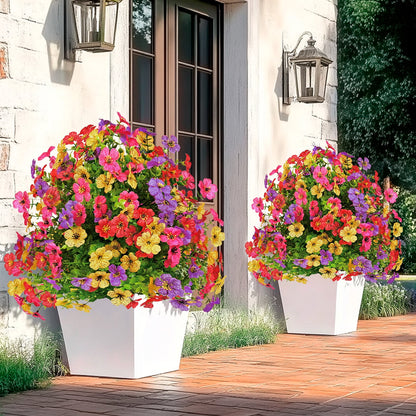 Waipfaru Outdoor Artificial Flower Decorations,22inch Fake Daisies Shrub with Eucalyptus Leaves,UV Resistant Artificial Plant for Indoor Outdoor Front Porch Gardens