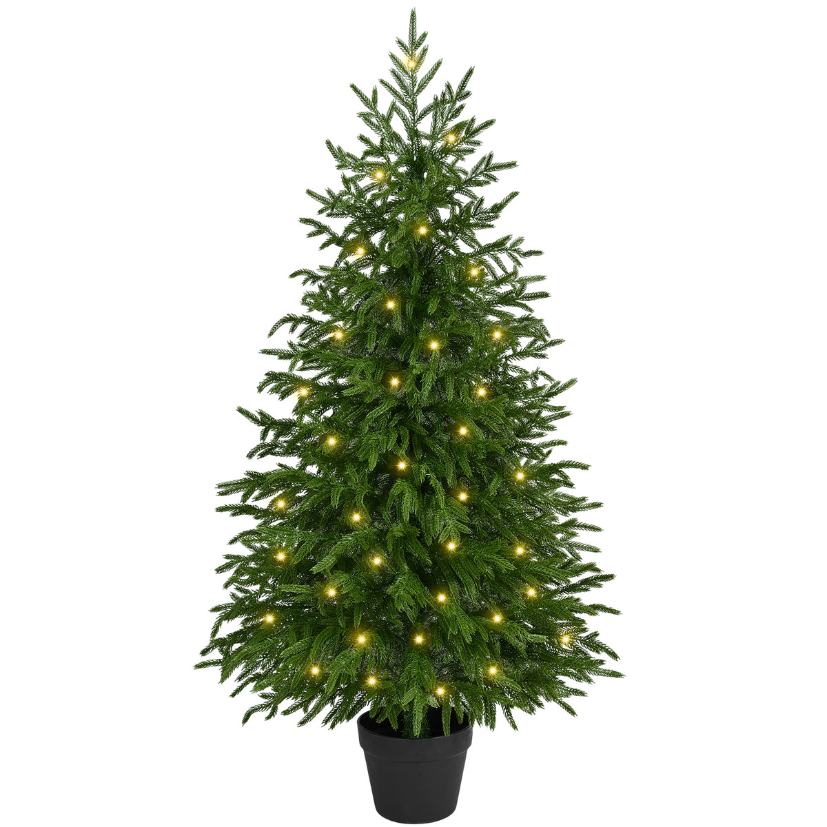 Yastouay 2FT Tabletop Christmas Tree Artificial Norfolk Pine Pre-Lit Xmas Tree with Lights for Front Porch Indoor Outdoor Christmas Decor