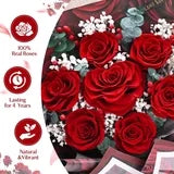 Yastouay 7 Pcs Preserved Roses Bouquet Valentines Day Gifts for Her, Eternal Flowers,Long-Lasting Flower Bouquet for Wedding Birthday Decoration