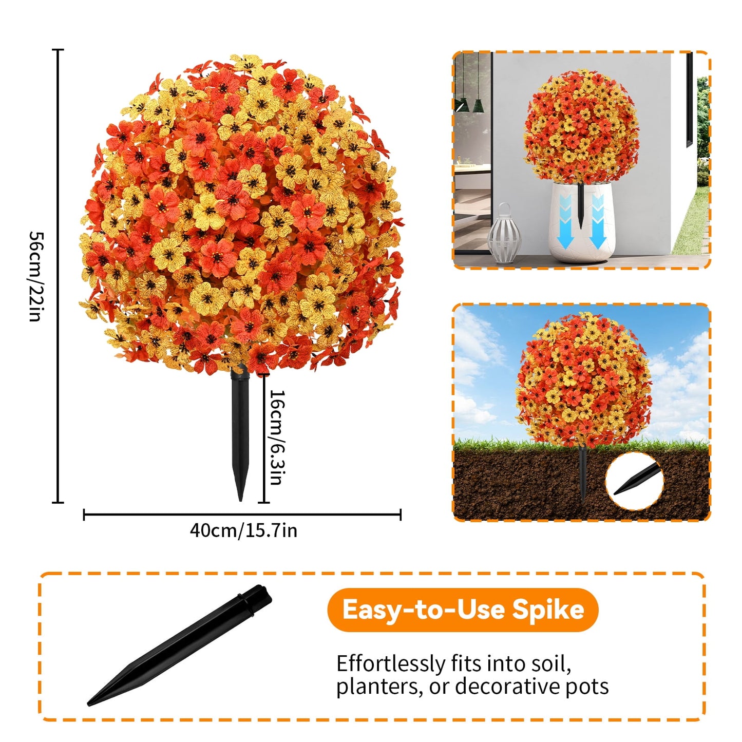 Waipfaru Outdoor Fall Artificial Flower Decorations, 22 inch Fake Daisies Shrub with Eucalyptus Leaves,UV Resistant Artificial Plant for Indoor Outdoor Front Porch Gardens