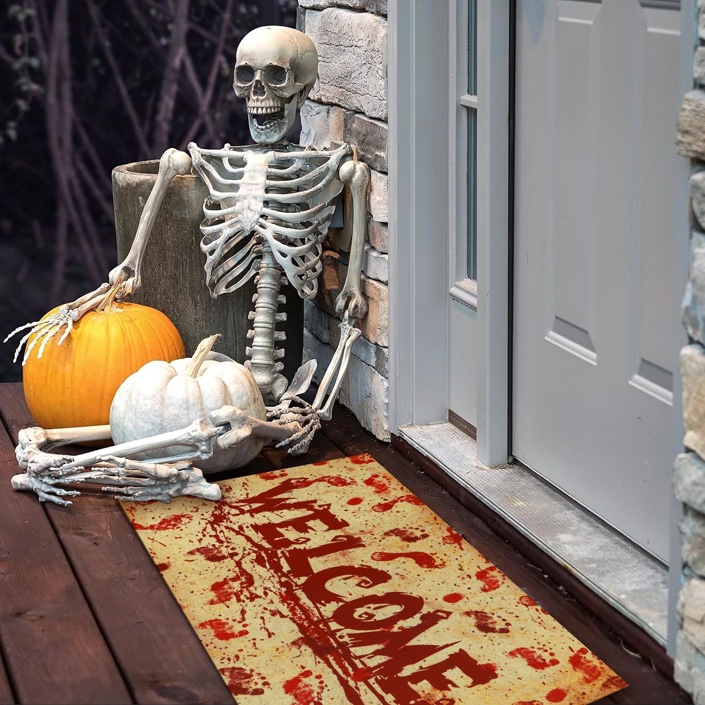 Waipfaru Halloween Doormats Non Slip Outdoor Mat Scary Welcome Mats for Outdoor Entrance, Indoor, 18" x 30"