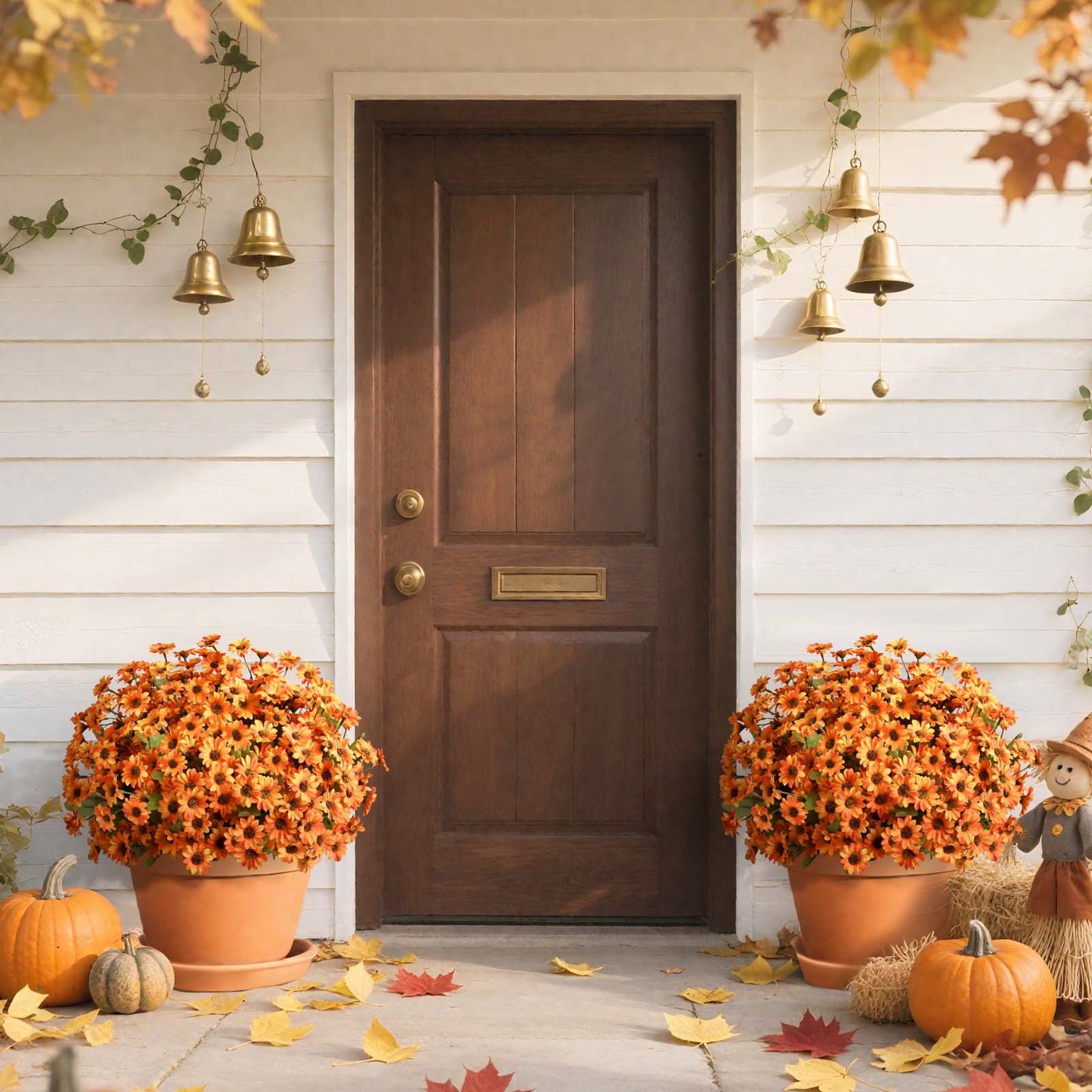 Lyacmy Fake Mums,6 Bouquets Artificial Fall Flowers,Orange Daisy Decoration for Home Decor Garden Porch Fall Decoration