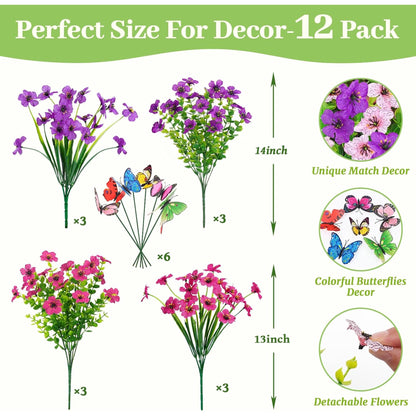 Lyacmy Artificial Flowers for Outdoors, UV Resistant Fake Outdoor Flowers Plants for Outside Home Garden Porch Patio Yard Decor