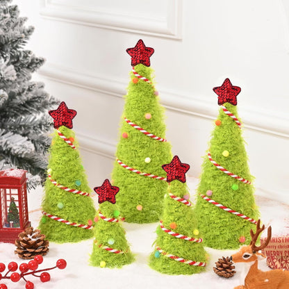 Yastouay 3Pcs Mini Christmas Tree,Lime Green Cristmas Tree,Furry Tabletop Xmas Cone Tree Christmas Decorations