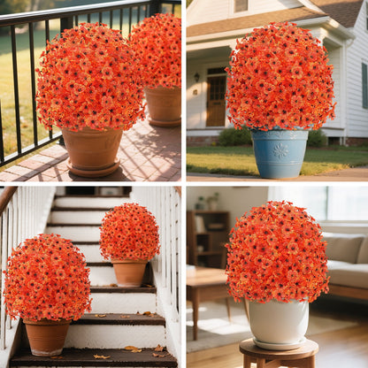 Waipfaru Outdoor Fall Artificial Flower Decorations, 22 inch Fake Daisies Shrub with Eucalyptus Leaves,UV Resistant Artificial Plant for Indoor Outdoor Front Porch Gardens