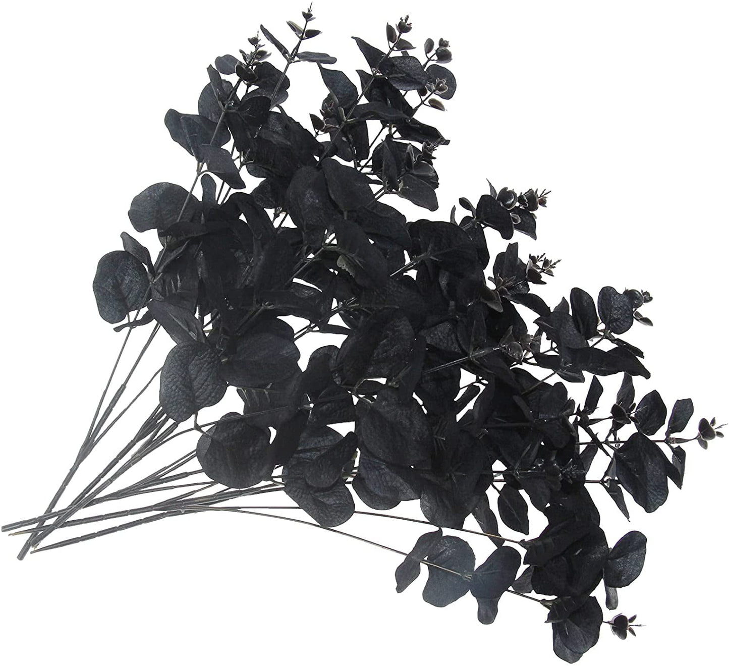 Lyacmy 6 Pcs 14'' Black Eucalyptus Stems Artificial Flowers, Eucalyptus Picks Black Fake Flowers Arrangements Tabletop Decor