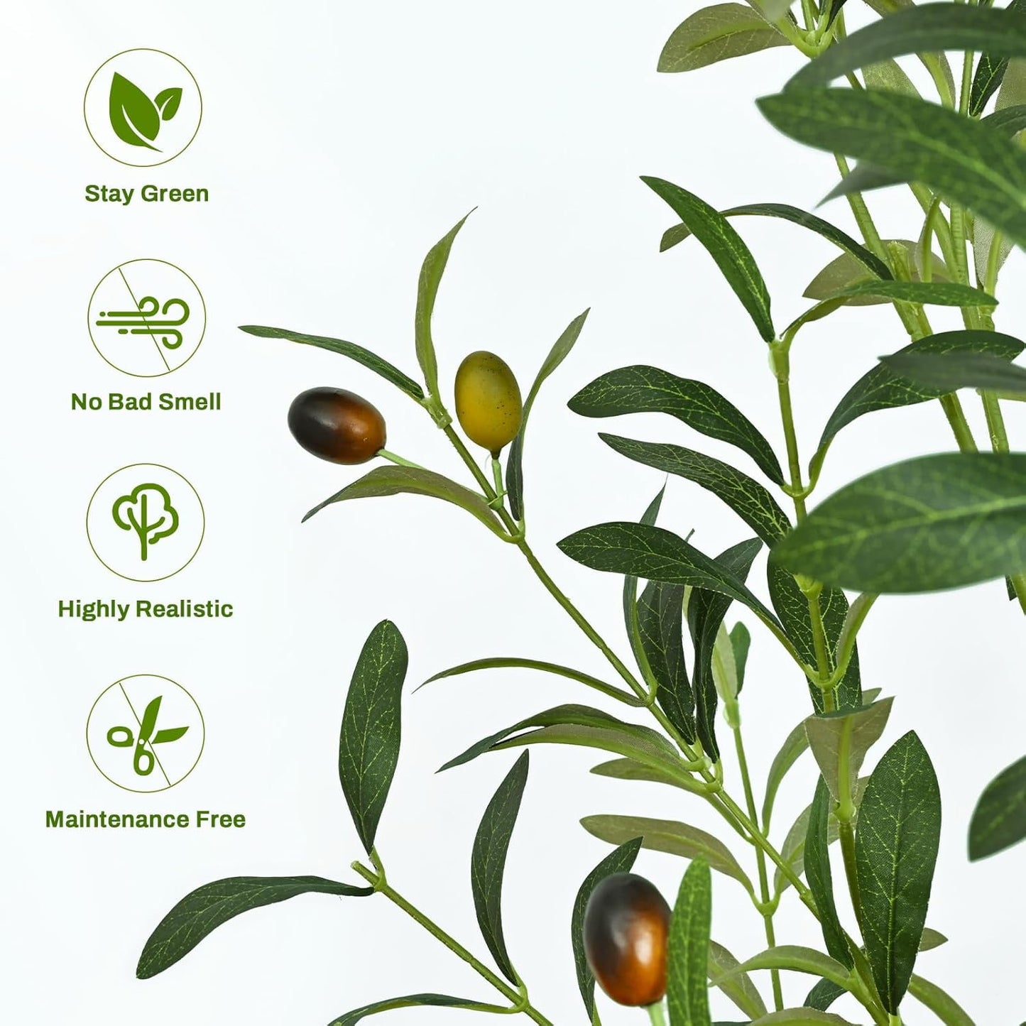 Yastouay 6FT Artificial Olive Tree with Planter, Fake Potted Olive Plant with Lifelike Fruits for Home Office Living Room