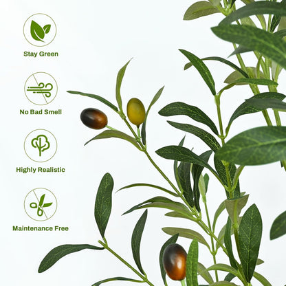 Yastouay 6FT Artificial Olive Tree with Planter, Fake Potted Olive Plant with Lifelike Fruits for Home Office Living Room