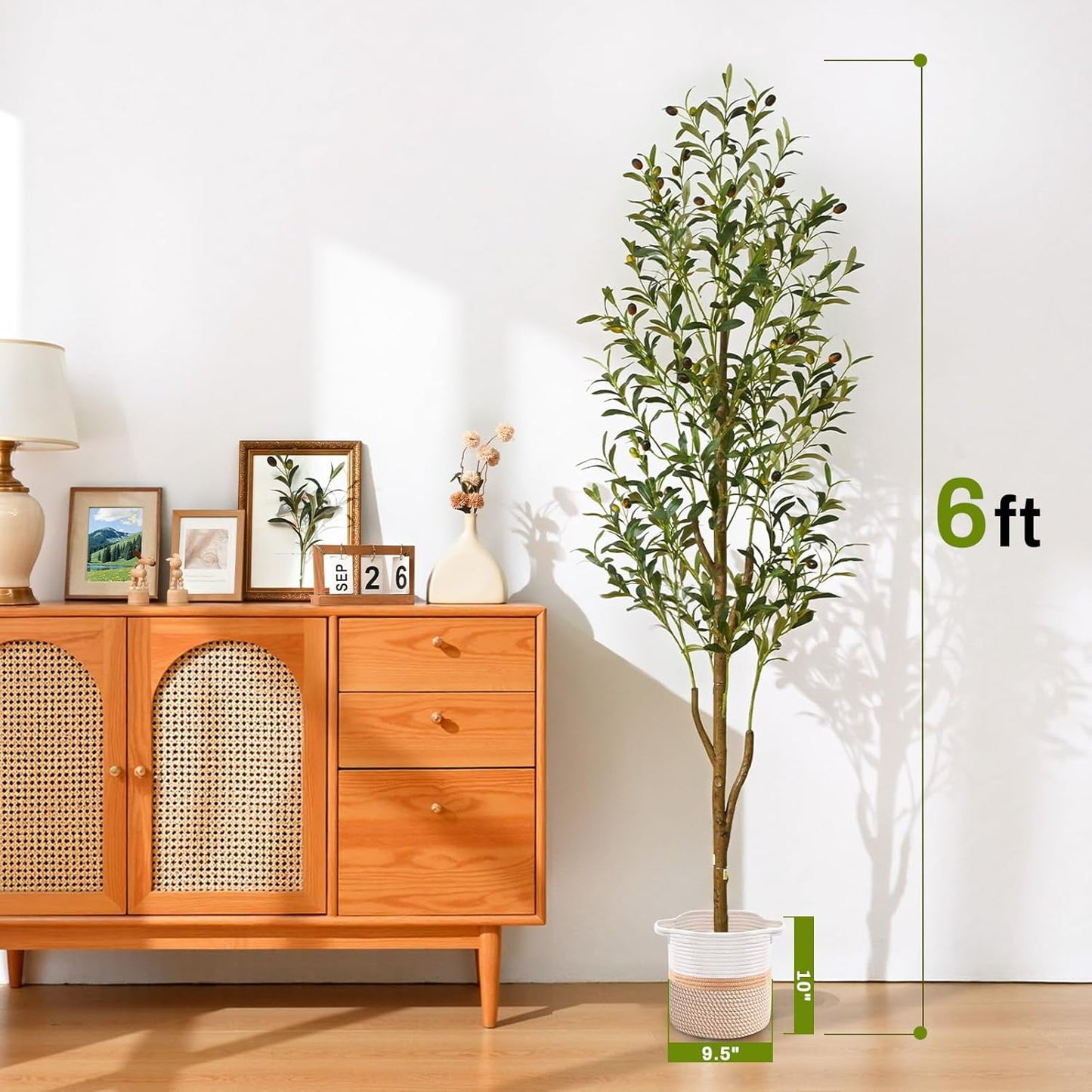 Yastouay 6FT Artificial Olive Tree with Planter, Fake Potted Olive Plant with Lifelike Fruits for Home Office Living Room