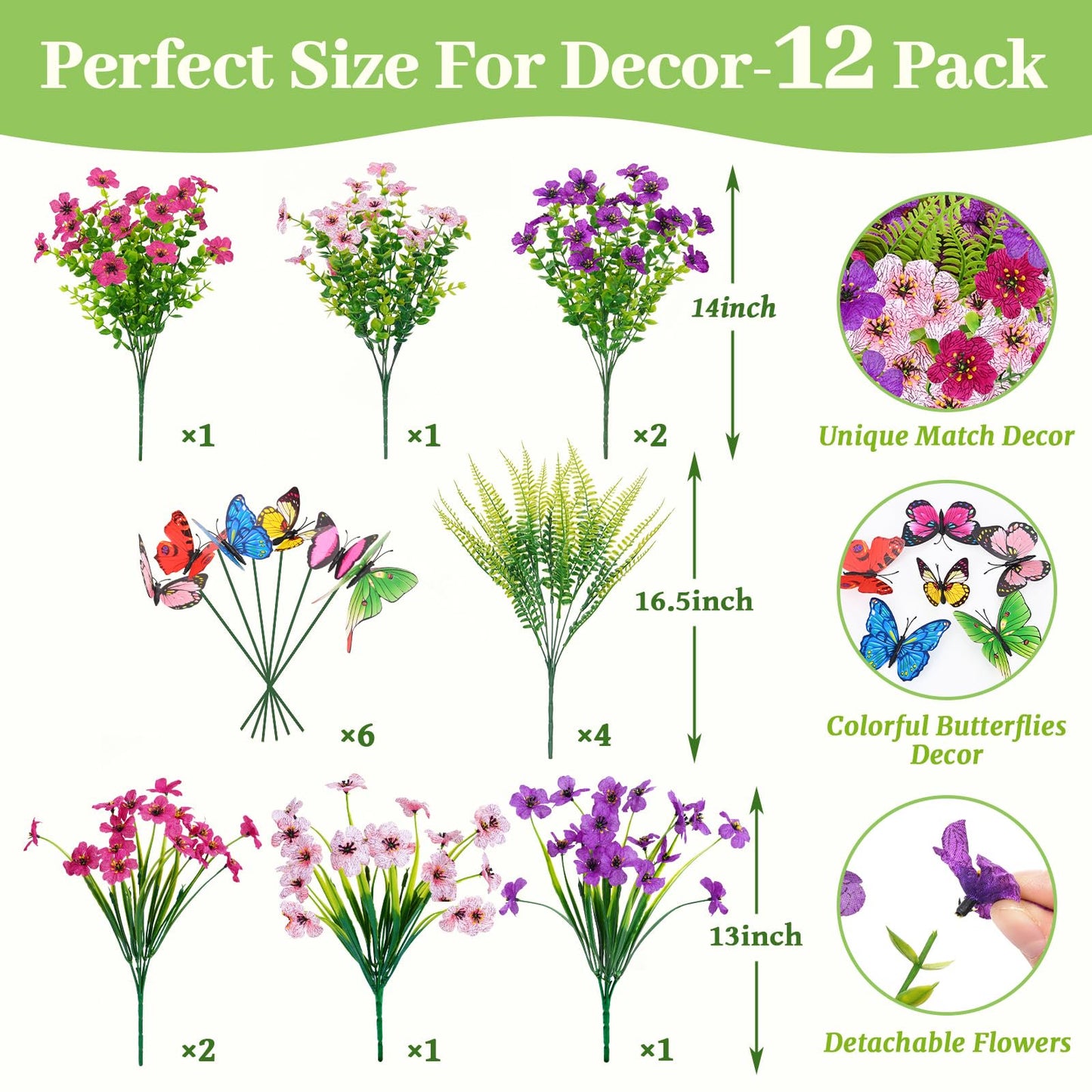 Lyacmy Artificial Flowers for Outdoors, UV Resistant Fake Outdoor Flowers Plants for Outside Home Garden Porch Patio Yard Decor