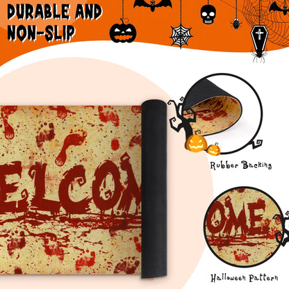 Waipfaru Halloween Doormats Non Slip Outdoor Mat Scary Welcome Mats for Outdoor Entrance, Indoor, 18" x 30"