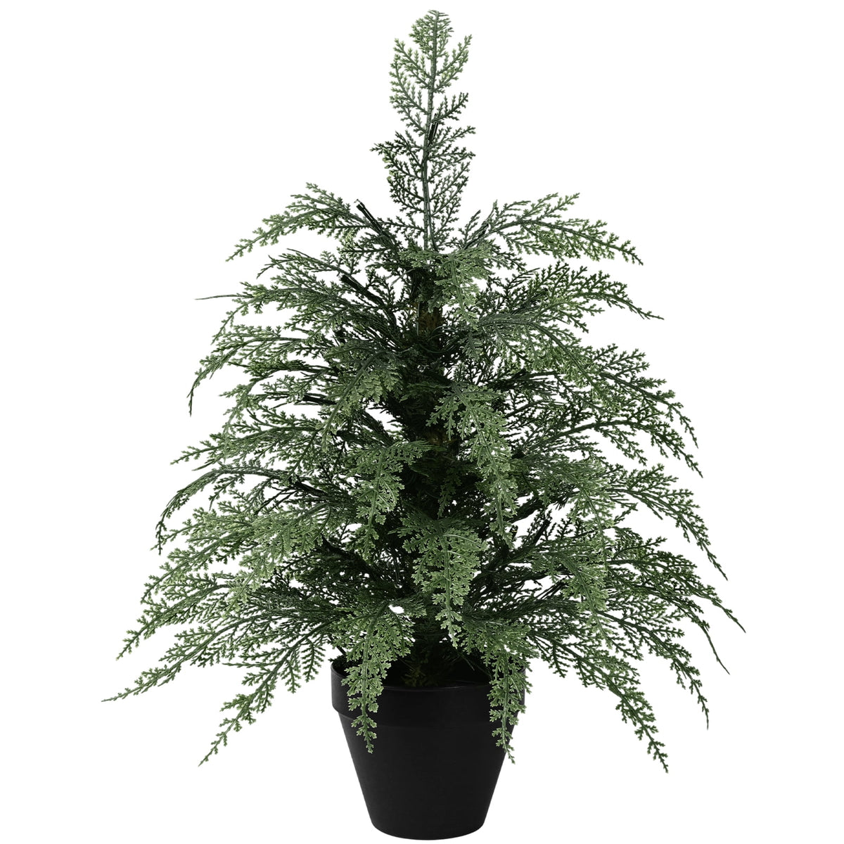 Yastouay 2ft Pre-lit Tabletop Cypress Christmas Tree, Artificial Fake Potted Cedar for Indoor Outdoor Porch Yard Holiday Decor