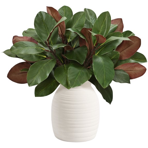 Yastouay Artificial Magnolia Stems 22" Fake Magnolia Leaves Faux Plants for Vase Home Decor 4Pcs