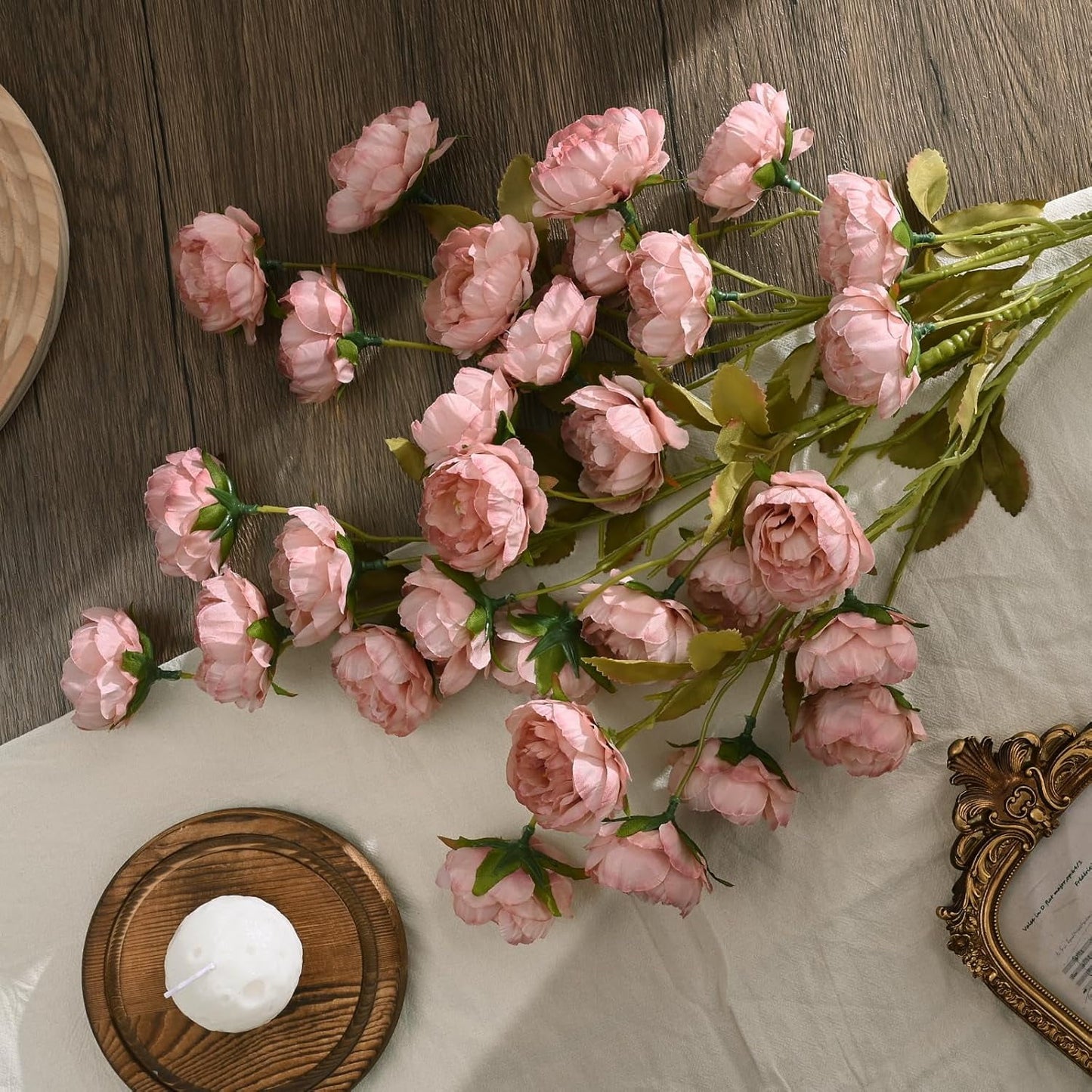 Yastouay 6 Pack Artificial Peony Flowers, 36 White Blooms Silk Fake Flowers for Wedding Home Decor