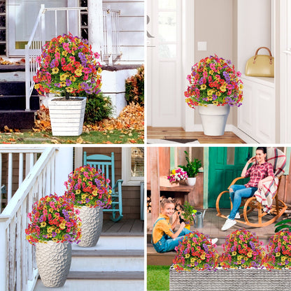 Waipfaru Outdoor Artificial Flower Decorations,22inch Fake Daisies Shrub with Eucalyptus Leaves,UV Resistant Artificial Plant for Indoor Outdoor Front Porch Gardens