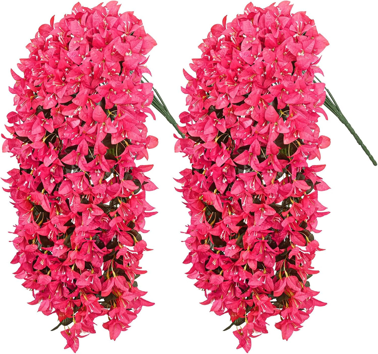 Waipfaru Artificial Hanging Plants Flowers Vines for Outdoor Outside Spring Decor,2 PCS Fake Silk UV Resistant Bougainvillea Vine for Front Door Porch Planter Balcony