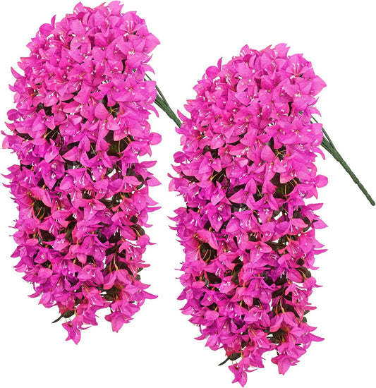 Waipfaru Artificial Hanging Plants Flowers Vines for Outdoor Outside Spring Decor,2 PCS Fake Silk UV Resistant Bougainvillea Vine for Front Door Porch Planter Balcony