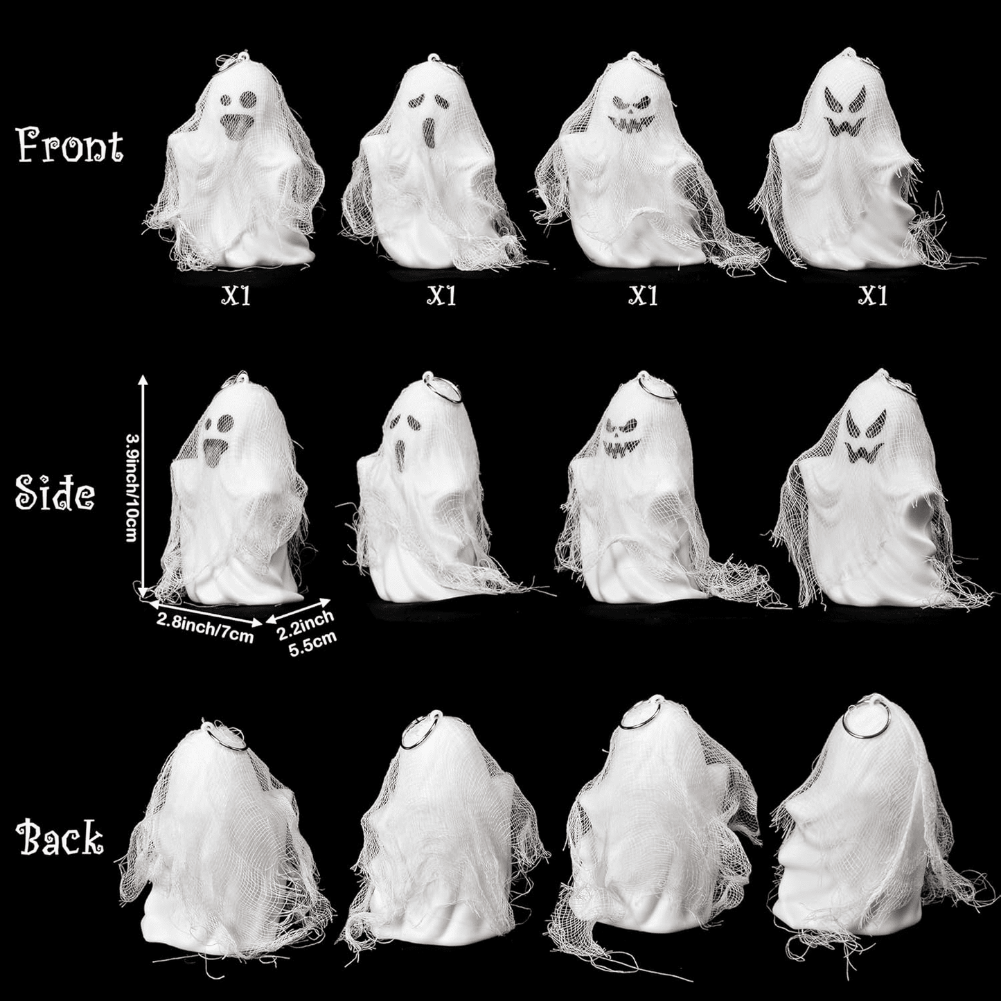 Waipfaru 2Pcs Ghost Halloween Decor,Gothic Ghost Light Up,Ghost Halloween Decor, Little White Ghost for Halloween Home Decorations Indoor