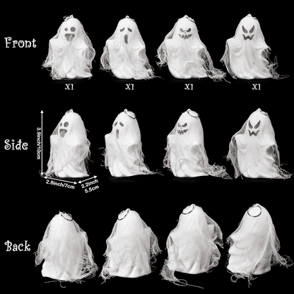 Waipfaru 2Pcs Ghost Halloween Decor,Gothic Ghost Light Up,Ghost Halloween Decor, Little White Ghost for Halloween Home Decorations Indoor