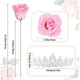 Yastouay Glitter Roses Bouquet,DIY Birthday Fake Roses,36Pcs Pink Everlasting Shiny Artificial Rose Bouquet As Birthday Gifts for Women