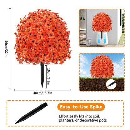 Waipfaru Outdoor Fall Artificial Flower Decorations, 22 inch Fake Daisies Shrub with Eucalyptus Leaves,UV Resistant Artificial Plant for Indoor Outdoor Front Porch Gardens