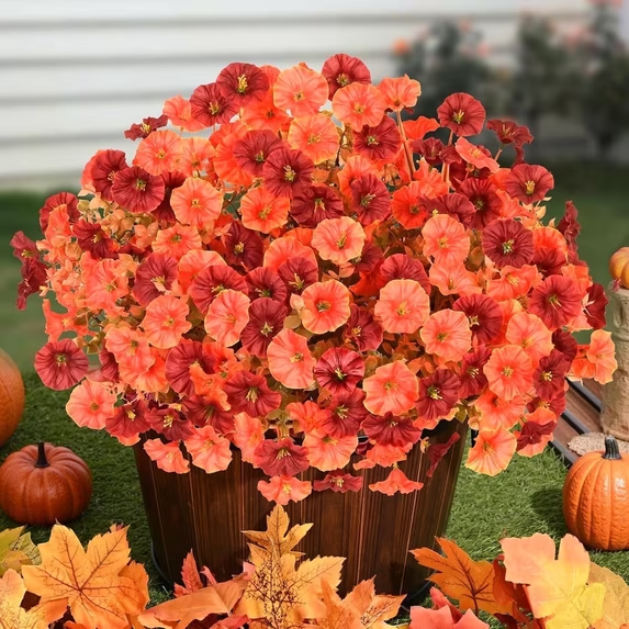 Yastouay 14 Bundles Artificial Flowers for Outdoors, UV Resistent Fake Petunias Flowers Faux Outdoor Plants for Outside Garden Balcony Yard Porch Decor