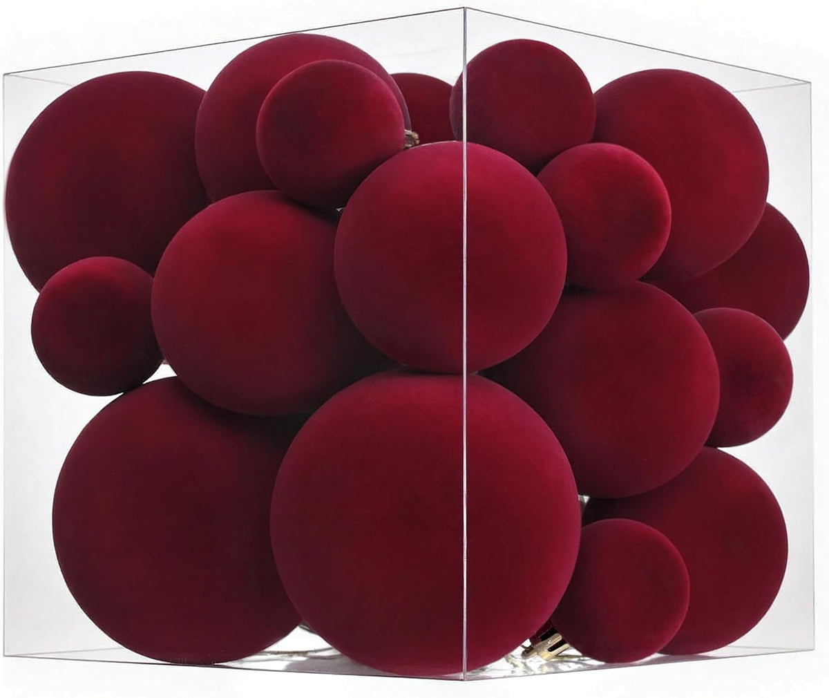 Yastouay 23 Pcs Christmas Ball Ornaments Set,Mix Size Red Velet Shatterproof Christmas Ball Hanging Xmas Tree for Christmas Decorations