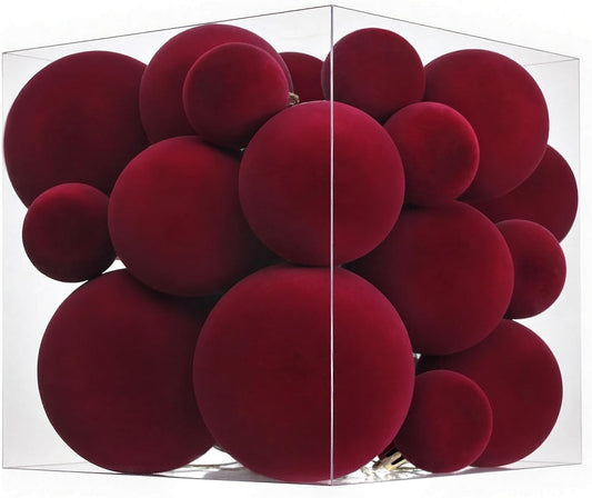 Yastouay 23 Pcs Christmas Ball Ornaments Set,Mix Size Red Velet Shatterproof Christmas Ball Hanging Xmas Tree for Christmas Decorations